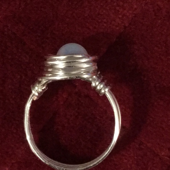 Opalite Silver plated wire wrapped ring . - Picture 5 of 5